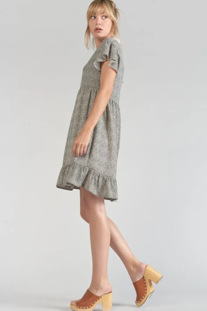 Le Temps des Cerises Robe Aliette A Motif Et Noir Beige Store