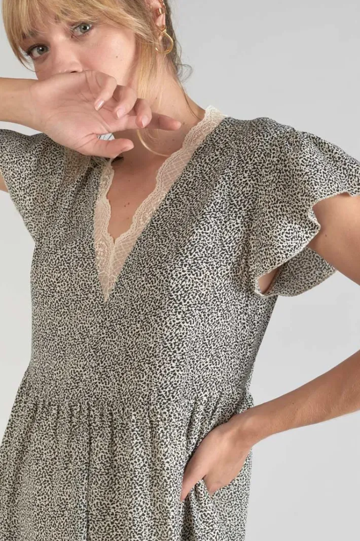 Le Temps des Cerises Robe Aliette A Motif Et Noir Beige Store