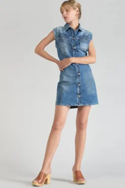 Le Temps des Cerises Robe Diderot En Jeans Bleu Blue Shop