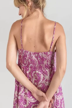 Le Temps des Cerises Robe Elden Violine A Motif Cachemire Aster Hot