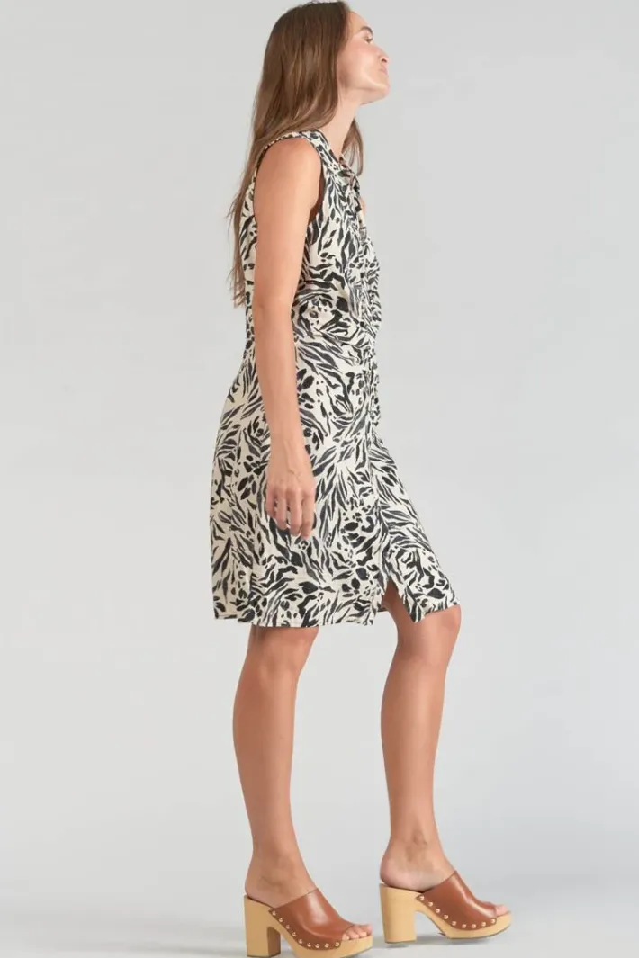 Le Temps des Cerises Robe En Lin Melange Muna A Motif Animalier Zebra Best