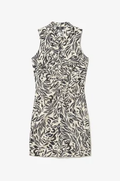 Le Temps des Cerises Robe En Lin Melange Muna A Motif Animalier Zebra Best