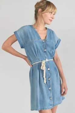 Le Temps des Cerises Robe Eourres En Jeans Bleu Blue Online