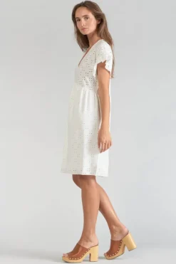 Le Temps des Cerises Robe Lia Ajouree Blanche White Fashion
