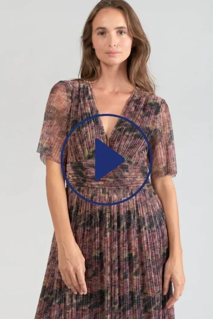 Le Temps des Cerises Robe Longue Amiel Imprimee Irisee Dhalia Sale