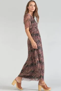 Le Temps des Cerises Robe Longue Amiel Imprimee Irisee Dhalia Sale