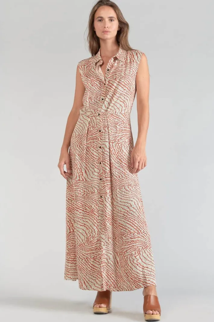 Le Temps des Cerises Robe Longue Cuoco A Motif Orange Et Noir Orange Zebra Best