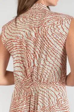 Le Temps des Cerises Robe Longue Cuoco A Motif Orange Et Noir Orange Zebra Best