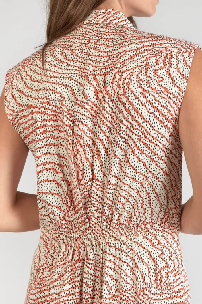 Le Temps des Cerises Robe Longue Cuoco A Motif Orange Et Noir Orange Zebra Best