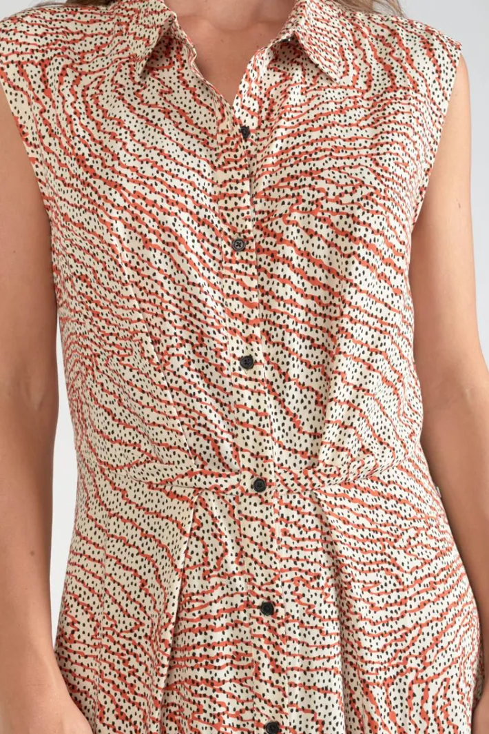 Le Temps des Cerises Robe Longue Cuoco A Motif Orange Et Noir Orange Zebra Best