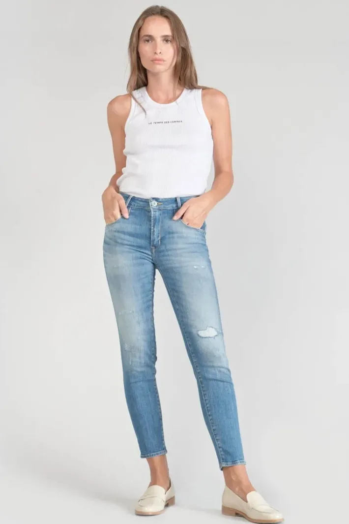 Le Temps des Cerises Sabi Pulp Slim Taille Haute 7/8Eme Jeans Destroy Bleu N°3 Blue Discount