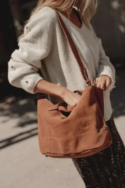 Le Temps des Cerises Sac Astier En Cuir Suede Camel Cheap