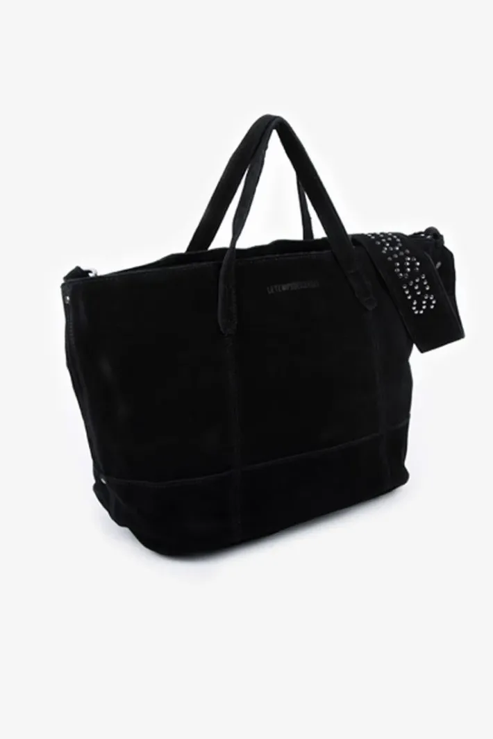 Le Temps des Cerises Sac Astier En Cuir Suede Noir Black New