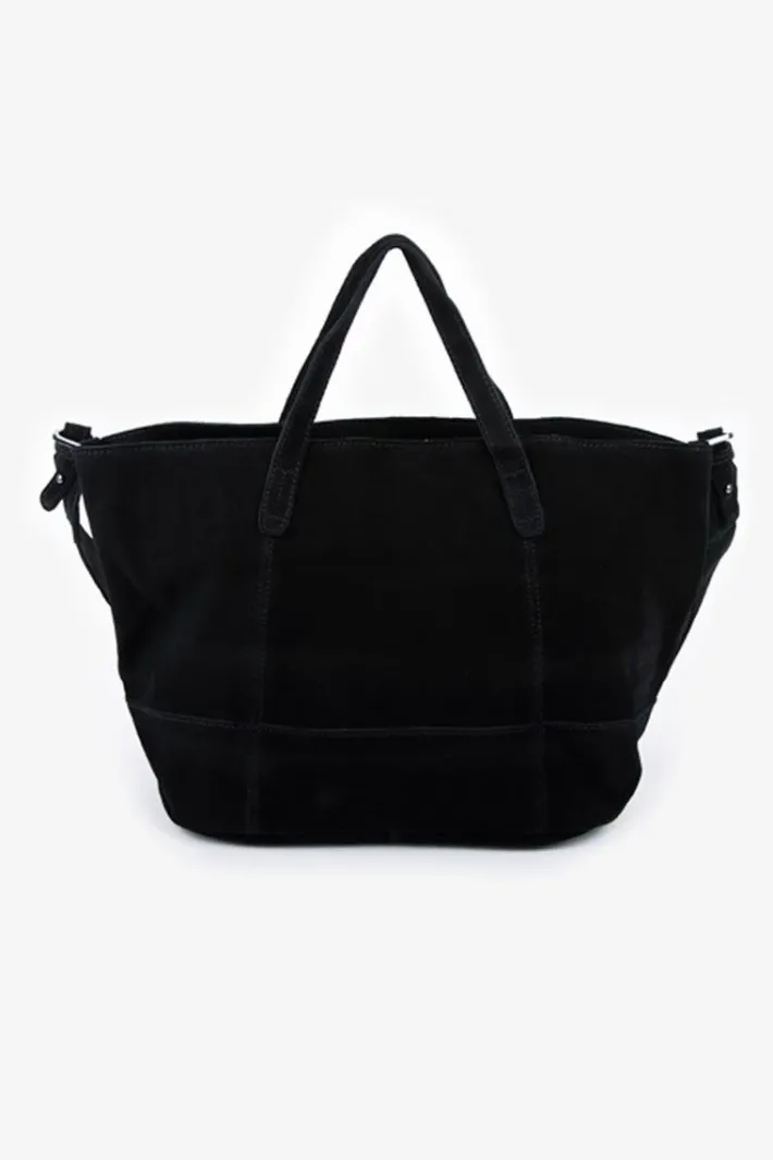 Le Temps des Cerises Sac Astier En Cuir Suede Noir Black New