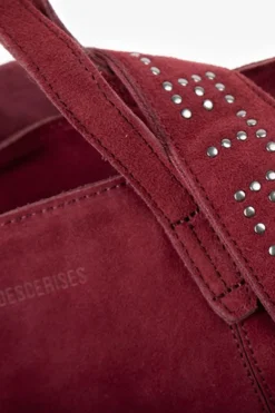 Le Temps des Cerises Sac Astier En Cuir Suede Bordeaux Rouge Fonce New