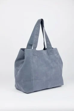 Le Temps des Cerises Sac Cabas Micky En Cuir Suede Bleu Gris Denim Store