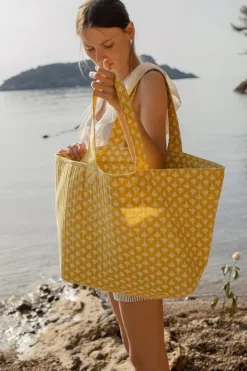 Le Temps des Cerises Sac Cabas Micky Jaune A Motif Fleuri Yellow Sale