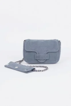 Le Temps des Cerises Sac Klelia En Cuir Suede Bleu Gris Denim Discount