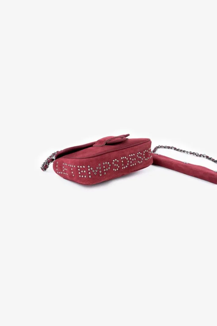 Le Temps des Cerises Sac Klelia En Cuir Suede Bordeaux Rouge Fonce Cheap