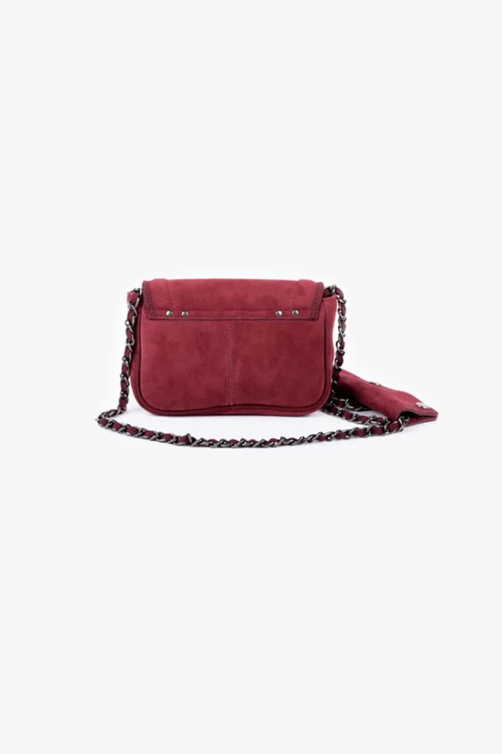 Le Temps des Cerises Sac Klelia En Cuir Suede Bordeaux Rouge Fonce Cheap