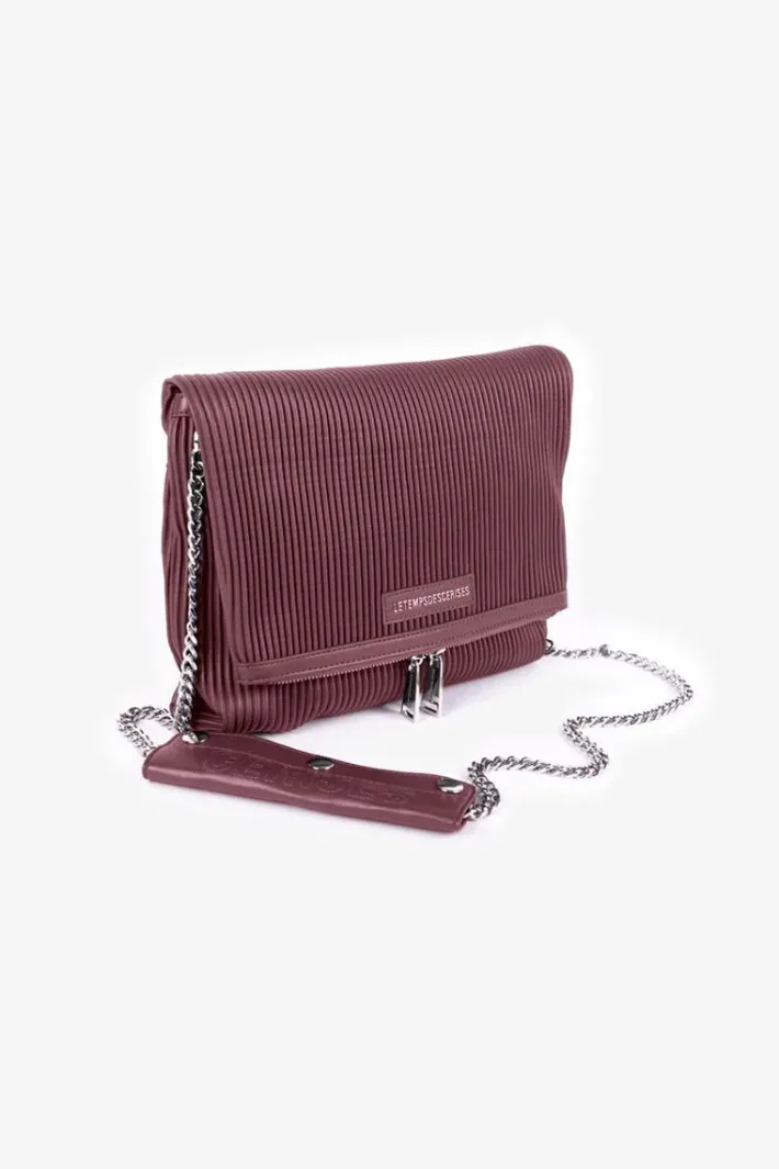 Le Temps des Cerises Sac Leter Bordeaux Plisse Rouge Fonce Hot
