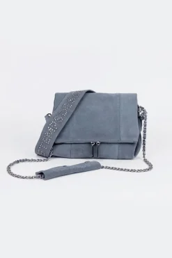 Le Temps des Cerises Sac Leter En Cuir Suede Bleu Denim Best Sale