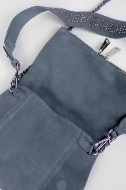 Le Temps des Cerises Sac Leter En Cuir Suede Bleu Denim Best Sale