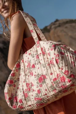 Le Temps des Cerises Sac Week-End Lisia A Motif Fleuri Rose Pink Hot