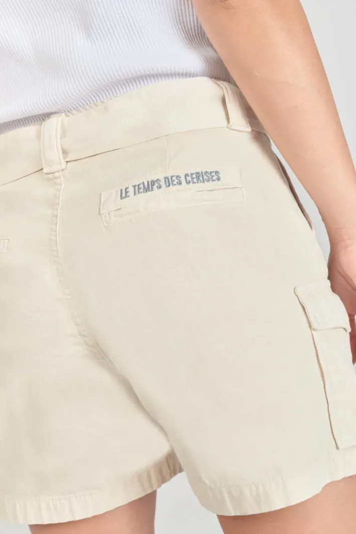 Le Temps des Cerises Short Kallist En Lin Melange Beige Ivory Online