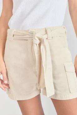Le Temps des Cerises Short Kallist En Lin Melange Beige Ivory Online