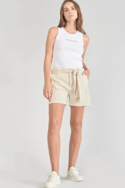 Le Temps des Cerises Short Kallist En Lin Melange Beige Ivory Online