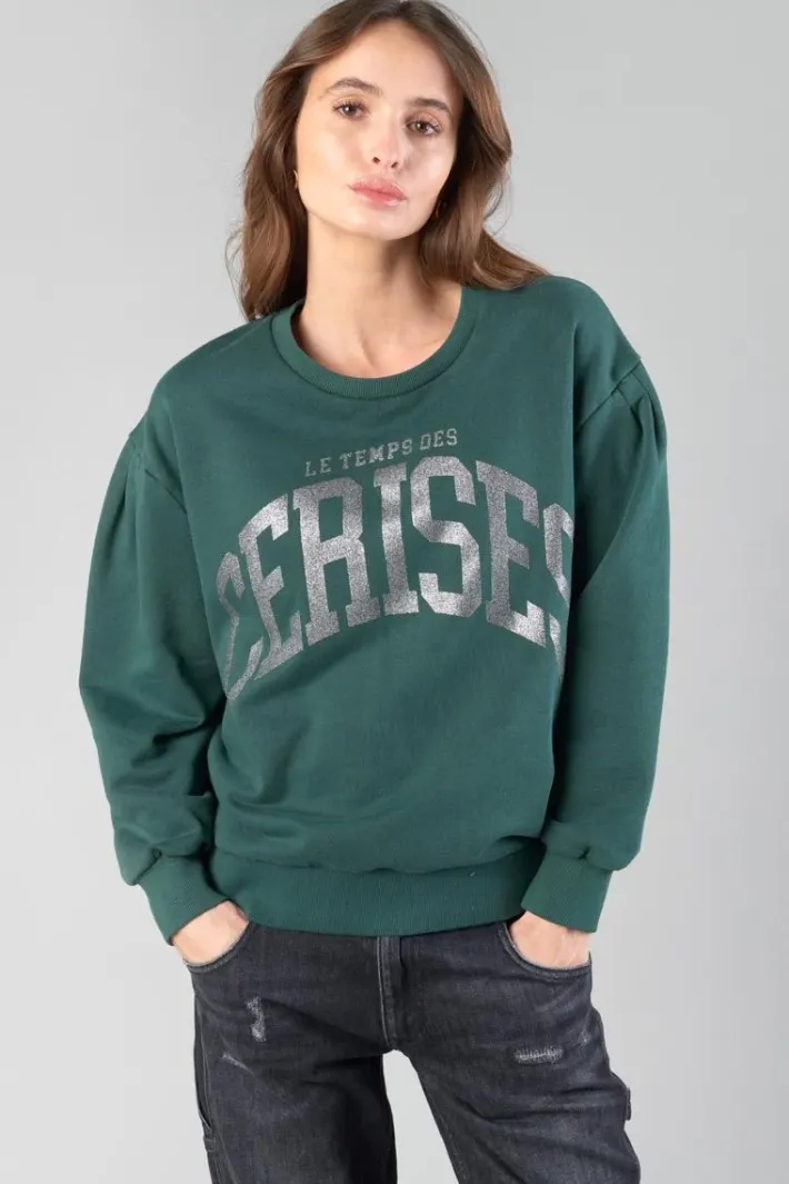 Le Temps des Cerises Sweat Moa Vert Bouteille Imprime Green Bottle Outlet