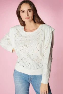 Le Temps des Cerises Sweat Plume Ajoure Blanc Ice Cream New