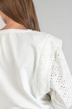 Le Temps des Cerises Sweat Plume Ajoure Blanc Ice Cream New