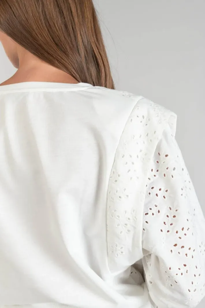 Le Temps des Cerises Sweat Plume Ajoure Blanc Ice Cream New