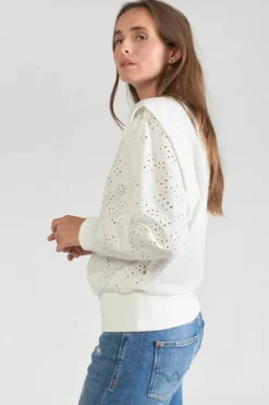 Le Temps des Cerises Sweat Plume Ajoure Blanc Ice Cream New