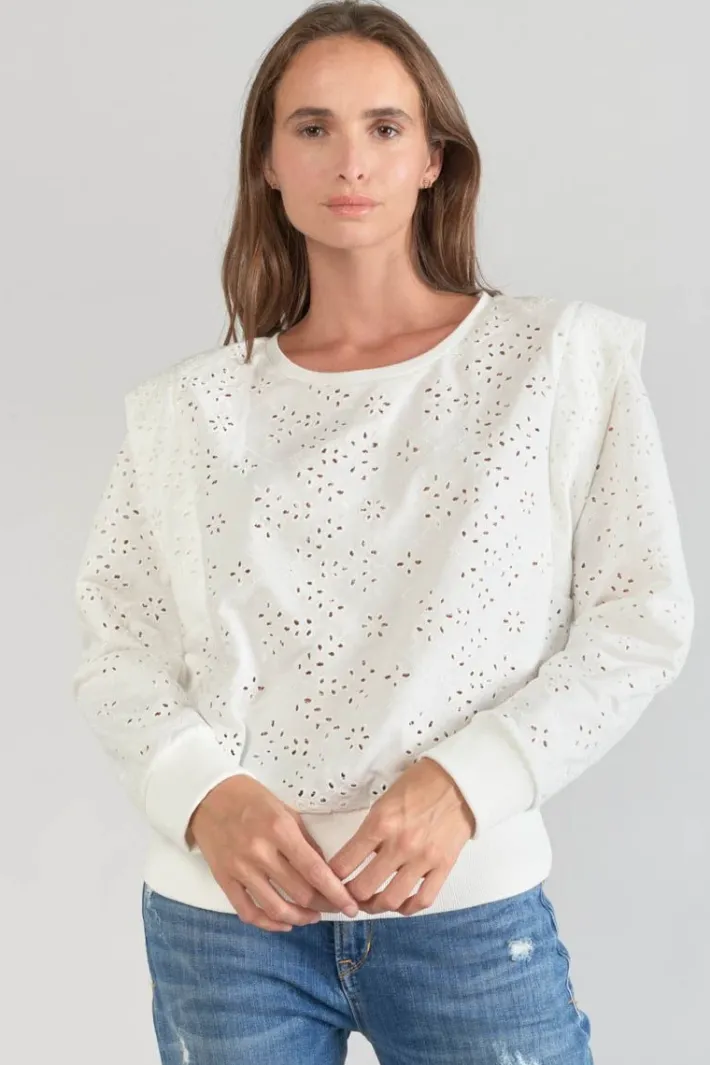 Le Temps des Cerises Sweat Plume Ajoure Blanc Ice Cream New