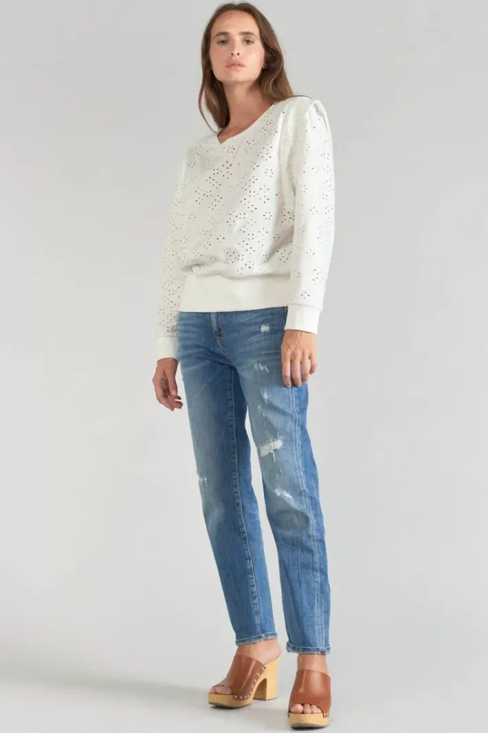 Le Temps des Cerises Sweat Plume Ajoure Blanc Ice Cream New