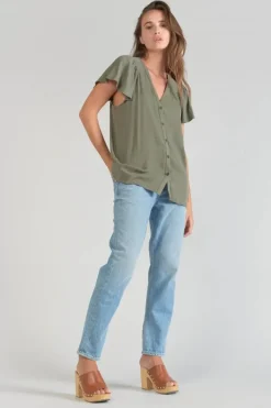 Le Temps des Cerises Top Aube En Tencel Kaki Lizard Hot