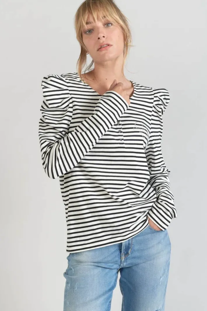 Le Temps des Cerises Top Demi A Rayures Noires Et Blanches Black/White Stripes Cheap