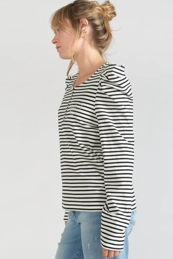 Le Temps des Cerises Top Demi A Rayures Noires Et Blanches Black/White Stripes Cheap