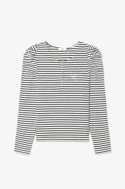 Le Temps des Cerises Top Demi A Rayures Noires Et Blanches Black/White Stripes Cheap