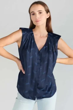 Le Temps des Cerises Top Missou En Jacquard Bleu Marine Midnight Clearance