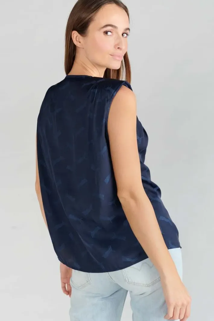 Le Temps des Cerises Top Missou En Jacquard Bleu Marine Midnight Clearance