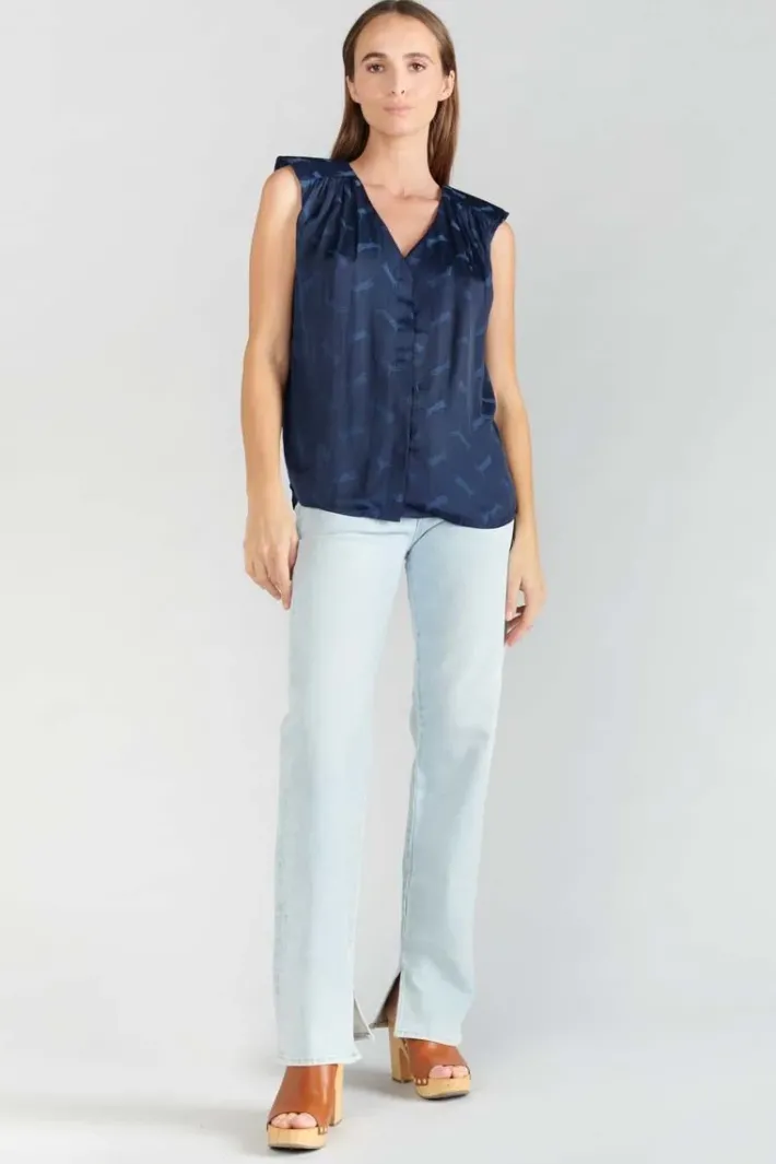 Le Temps des Cerises Top Missou En Jacquard Bleu Marine Midnight Clearance