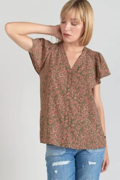 Le Temps des Cerises Top Norine Kaki A Motif Fleuri Khaki Flowers Cheap