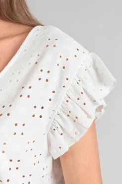 Le Temps des Cerises Top Pedrina Ajoure Blanc White Sale
