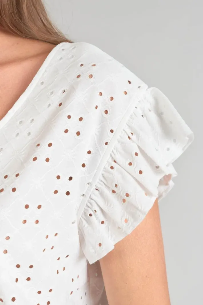 Le Temps des Cerises Top Pedrina Ajoure Blanc White Sale
