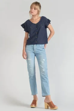 Le Temps des Cerises Top Pedrina Ajoure Bleu Marine Midnight Clearance