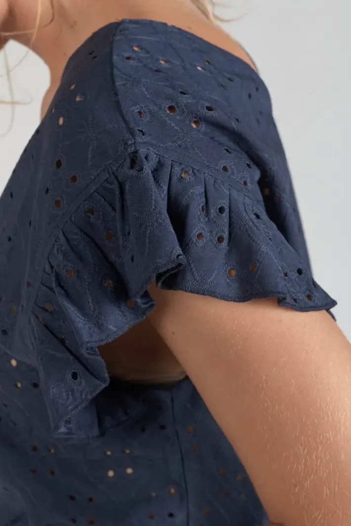 Le Temps des Cerises Top Pedrina Ajoure Bleu Marine Midnight Clearance